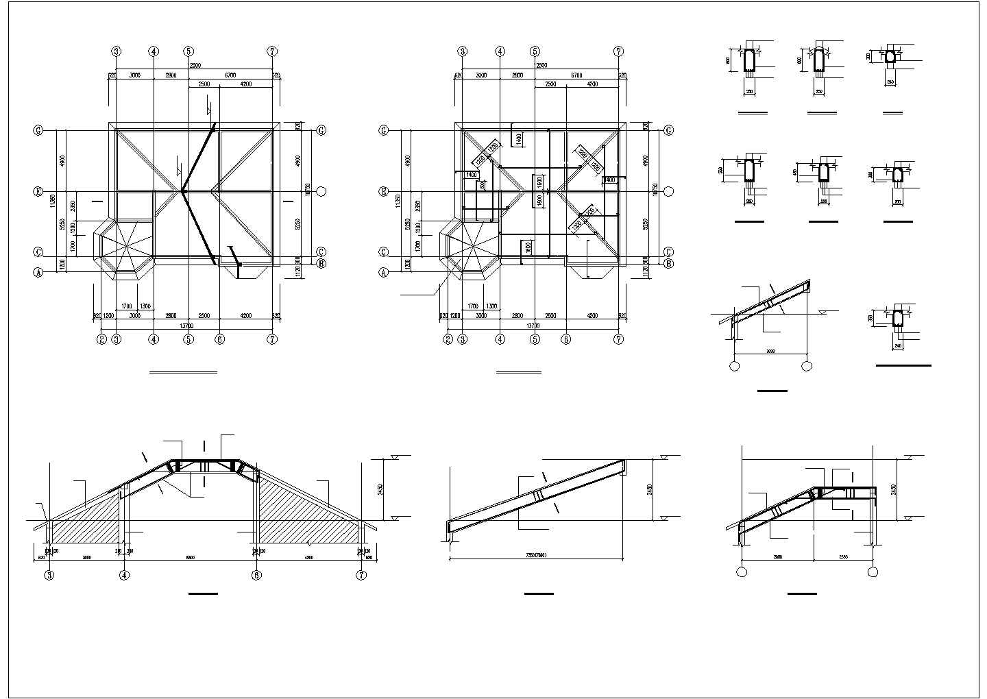 厂房钢建筑结构布置设计施工全套图纸