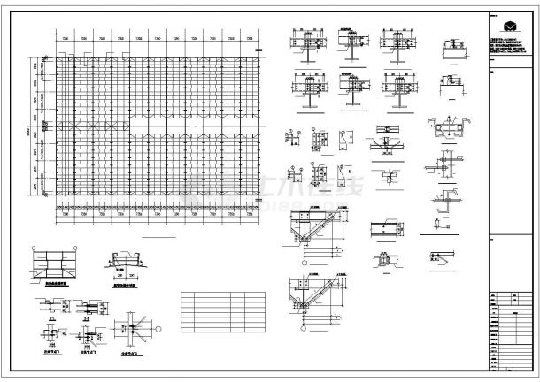 厂房柱脚锚栓建筑结构平面布置设计图-图二