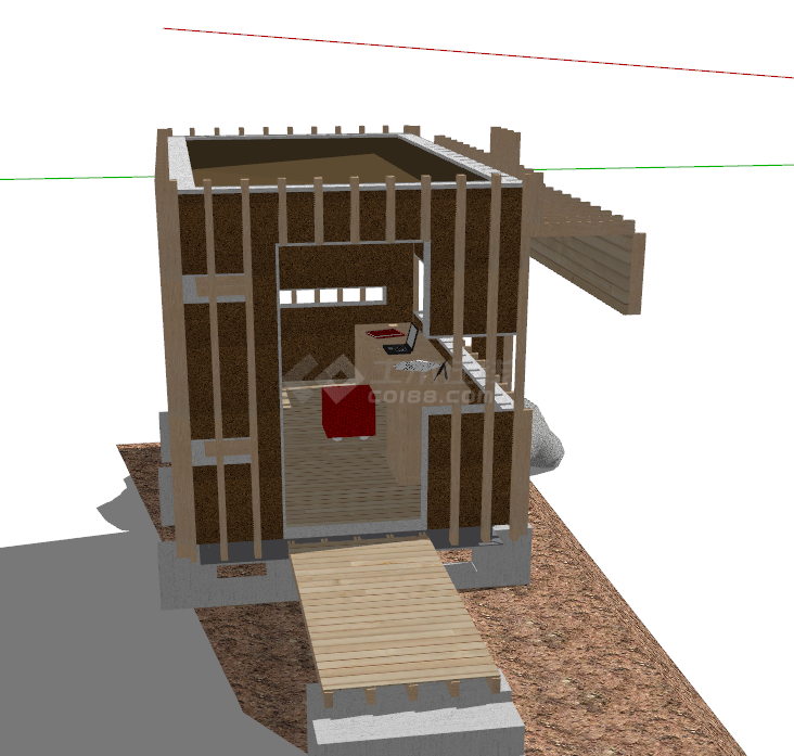 创意设计休闲小木屋su模型-图一