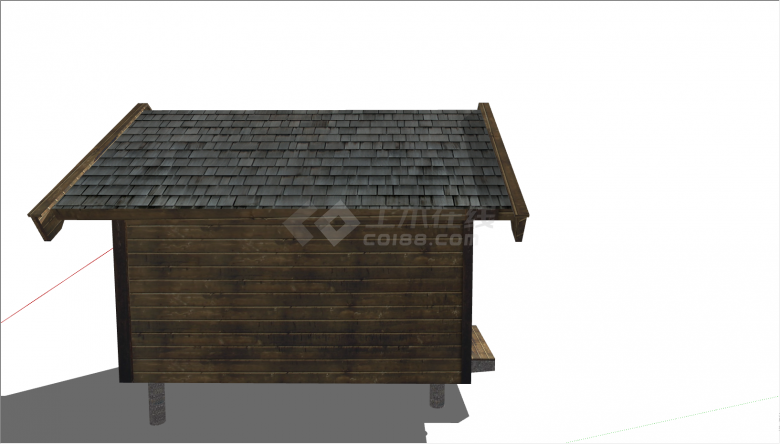 棕色的屋体灰色的顶子的木屋su模型-图一