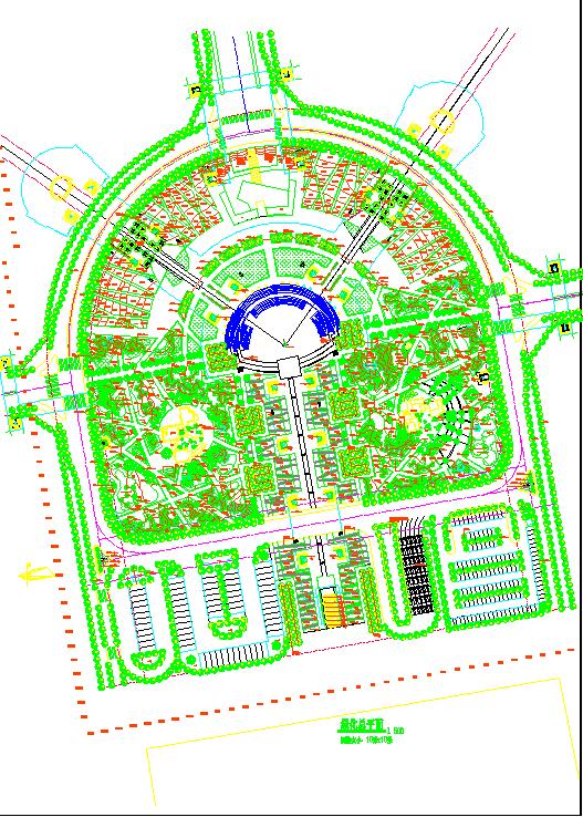 某地区火车站广场景观绿化总平面图