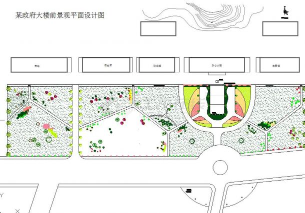 某地小型大楼前广场园林景观设计图-图一