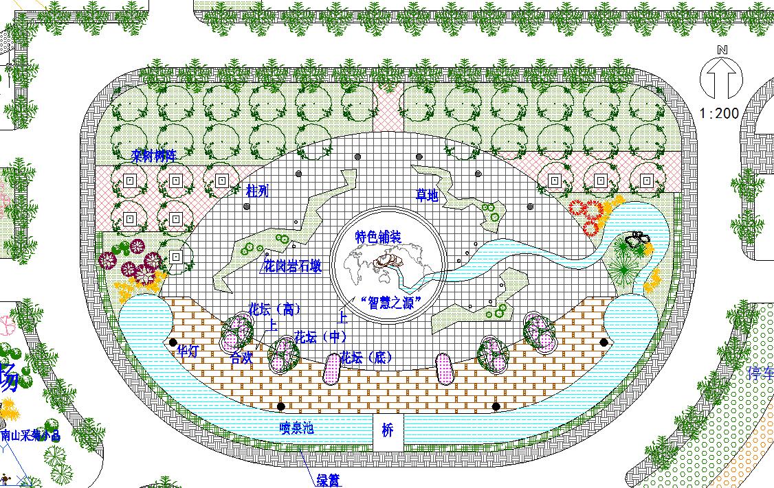 某地区中心广场园林景观设计总平面图