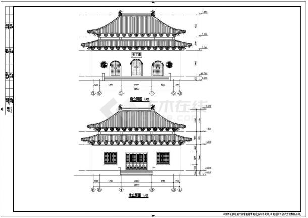 某城市寺庙宝殿建筑设计施工图-图一