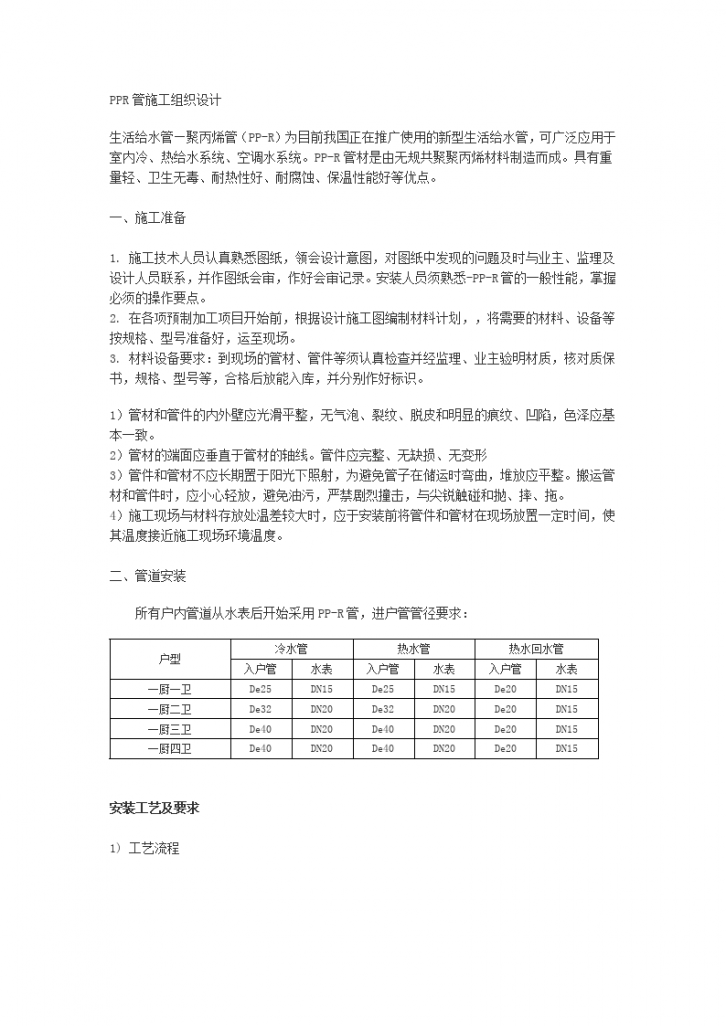 生活给水管—聚丙烯管PPR管施工组织设计方案-图一