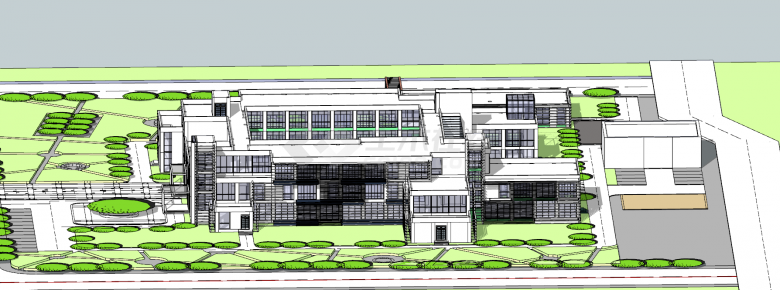 现代中型完善的医院建筑su模型-图一