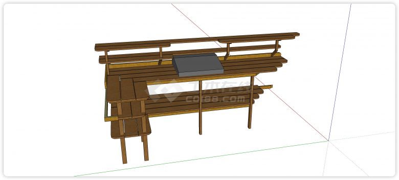 多层置物空间办公桌su模型-图二