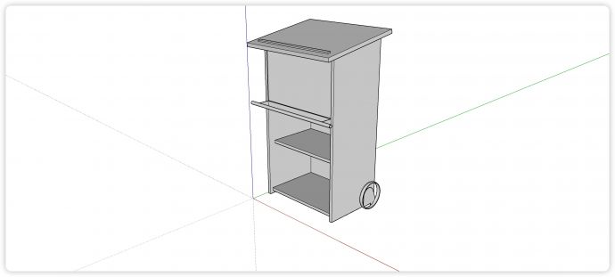 两层开放置物空间柜子su模型_图1
