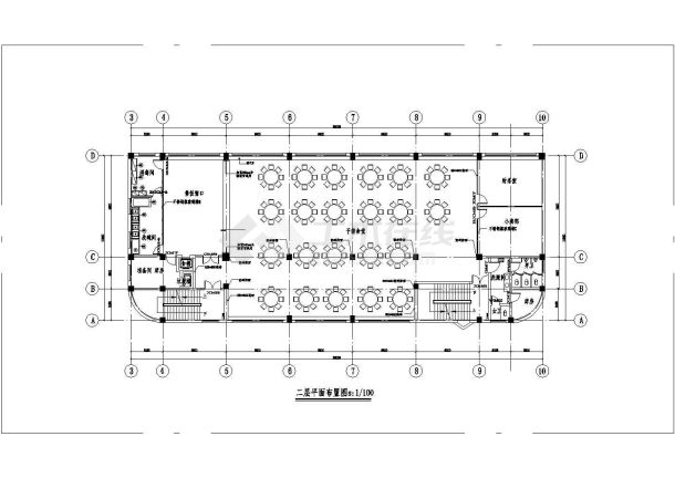 某学校食堂室内装修平面设计施工图（共16张）-图二