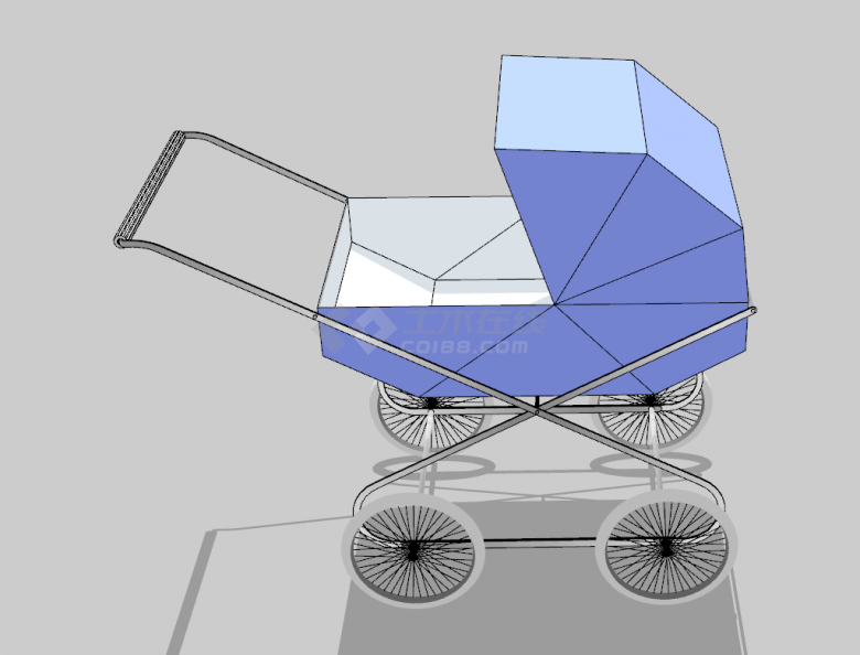 现代简约婴儿床车su模型-图二