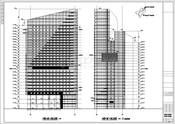 113米现代风格全球连锁酒店建筑施工图（含业务楼）-图二