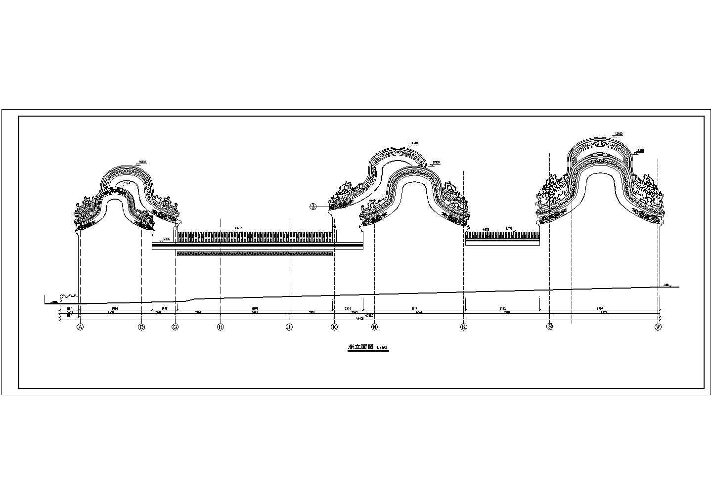 岭南祠堂建筑设计图仿古建筑cad图纸下载