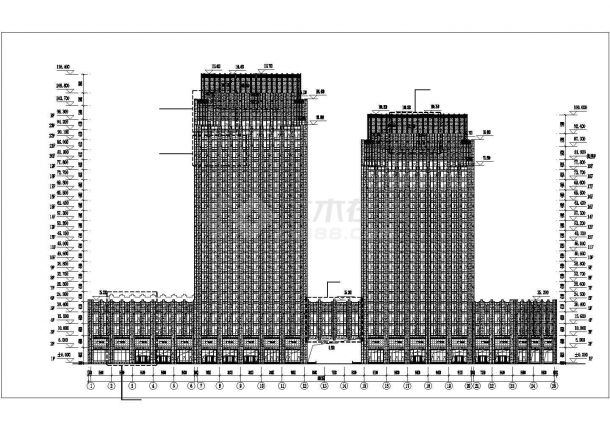 23层现代风格国际办公大厦建筑施工图及外檐幕墙深化施工，含计算书-图一