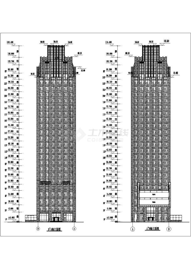 23层现代风格国际办公大厦建筑施工图及外檐幕墙深化施工，含计算书-图二