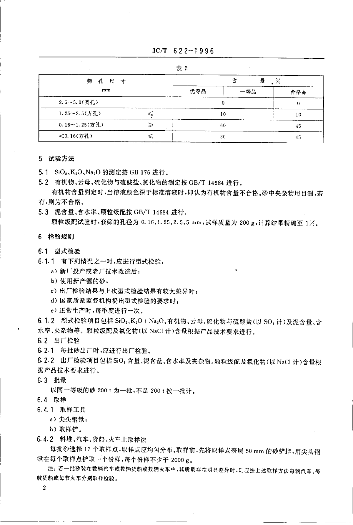 JCT 622-1996 硅酸盐建筑制品用砂-图二