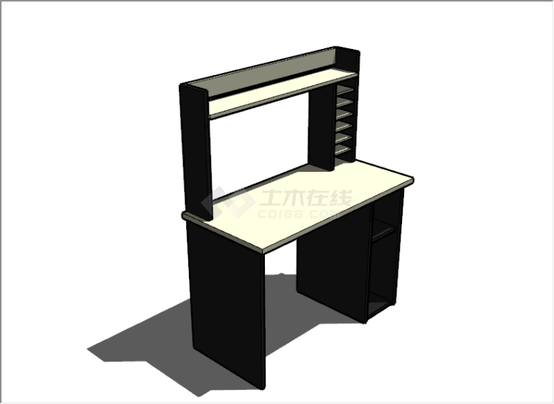 现代风格黑白办公桌su模型-图二