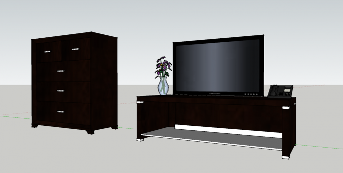 电视机电视柜棕色组合su模型_图1
