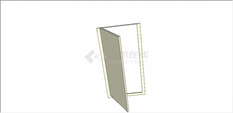 现代简约木黄色木饰面单开门su模型-图二
