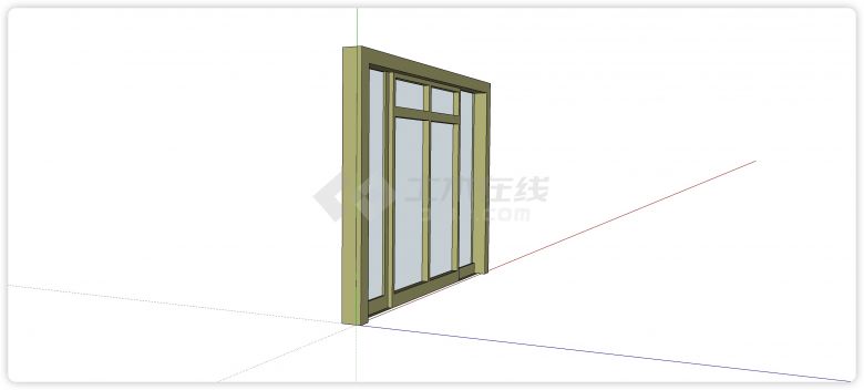 钢结构四分门框玻璃门su模型-图二