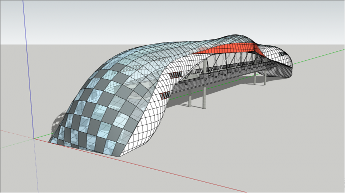 城墙风格玻璃拱桥su模型_图1
