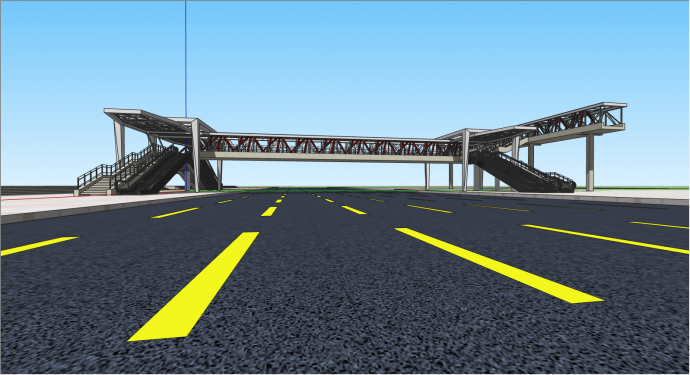 机场大型中转钢架桥su模型_图1