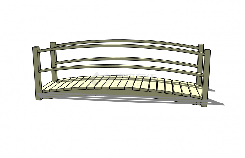 白色简约现代风格木桥su模型-图一