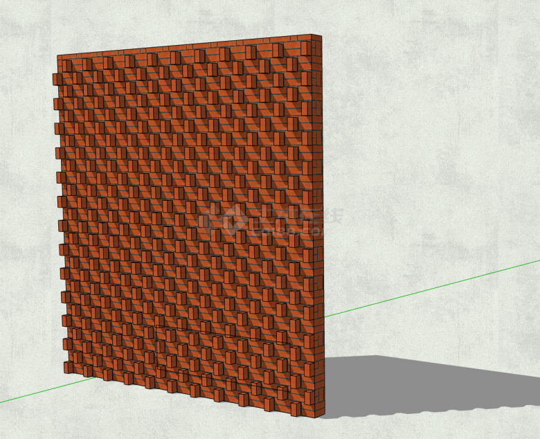 异形红砖板式墙建筑细部su模型-图二
