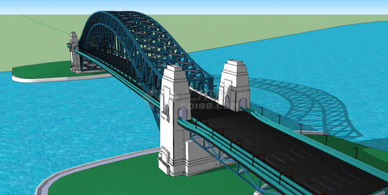 蓝色外观高架桥su模型-图一
