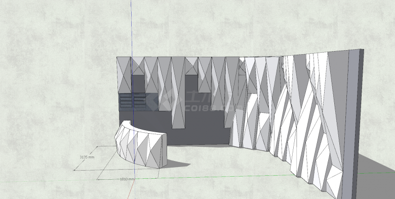异形建筑细部三角形拼接图案su模型-图二