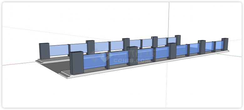  Su model of grey square column glass fence bridge - Figure 2