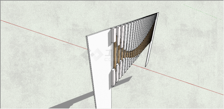 现代异形建筑格栅背景墙细部su模型-图二