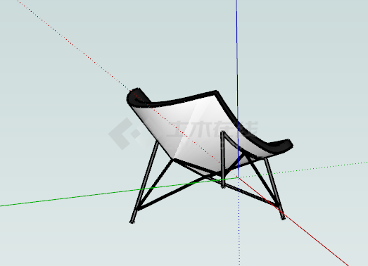 黑色三角形简约单人沙发su模型-图二