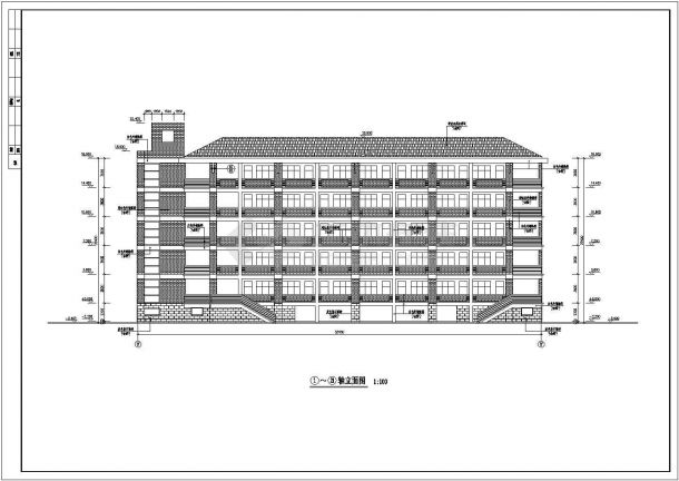 某地区中学教学楼建筑设计图（共12张）-图一