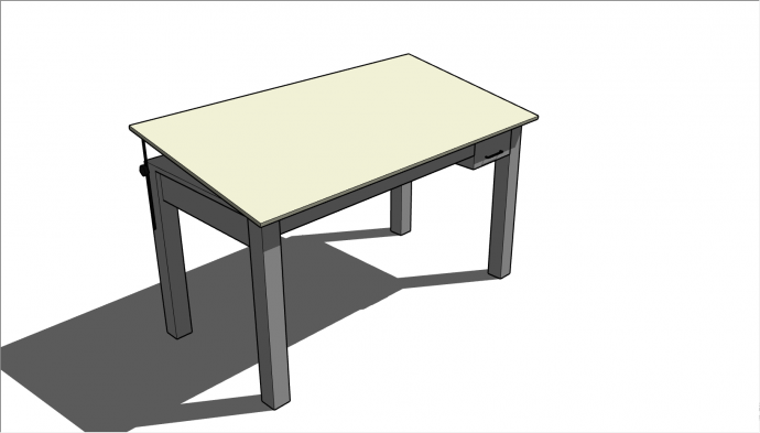 一张白色的长方形的桌子su模型_图1