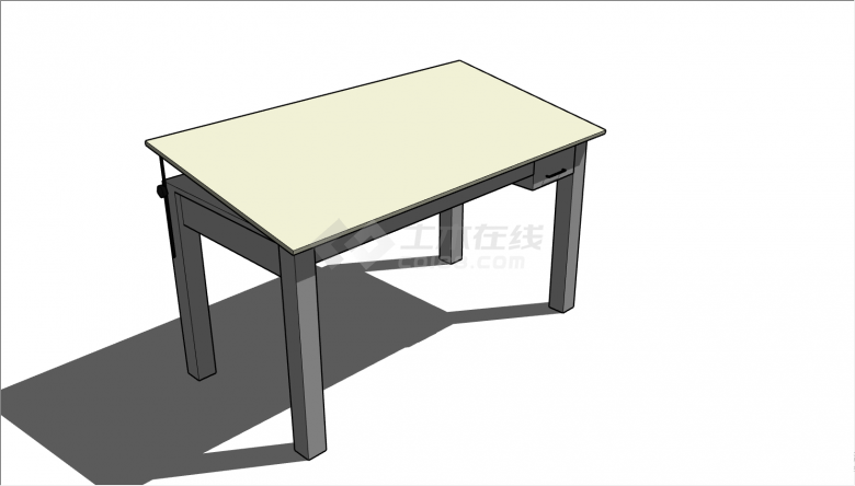 一张白色的长方形的桌子su模型-图一