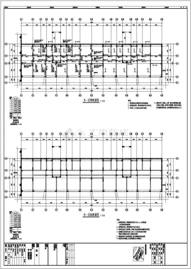 地上6+1层异形柱框架结构安置楼房结构施工图-图二