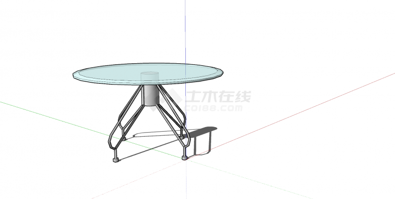 桌椅老su模型圆形玻璃桌面-图二