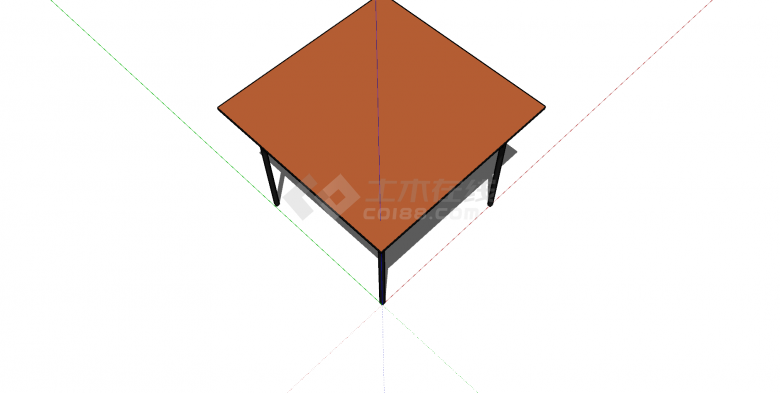桌椅老su模型棕色方形桌面-图二