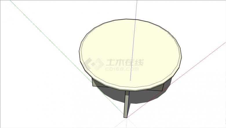 圆形的桌面带有四只腿的桌子su模型-图二