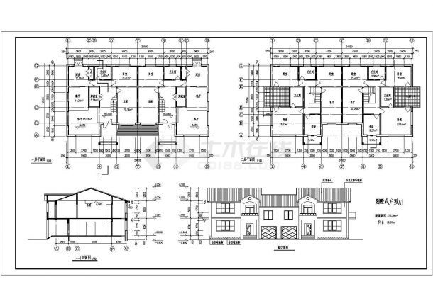 某三层带夹层别墅建筑设计施工图（15mx13m）-图二