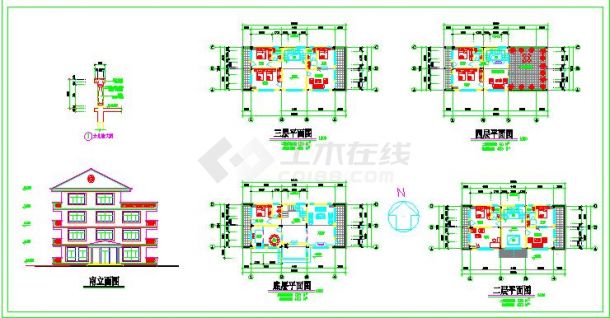 某四层别墅建筑设计施工图（18mx8m）-图一