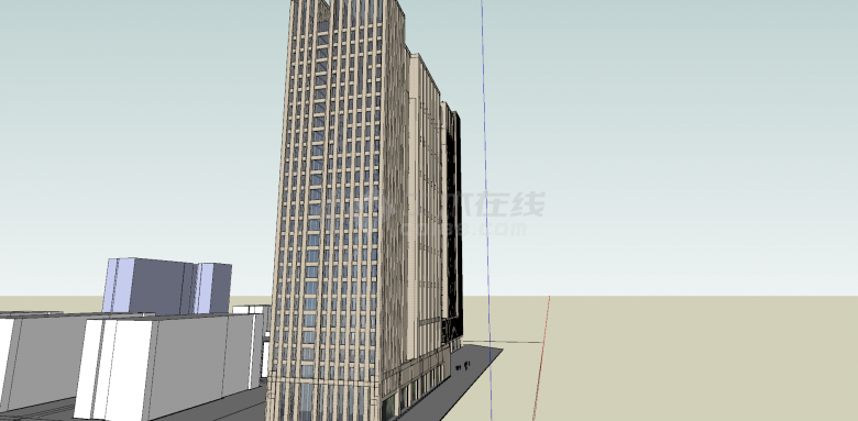 办公楼大厦高层建筑su模型-图二
