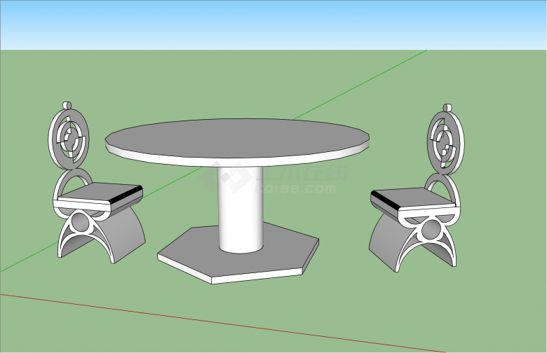 现代创意圆桌及创意凳子su模型-图二