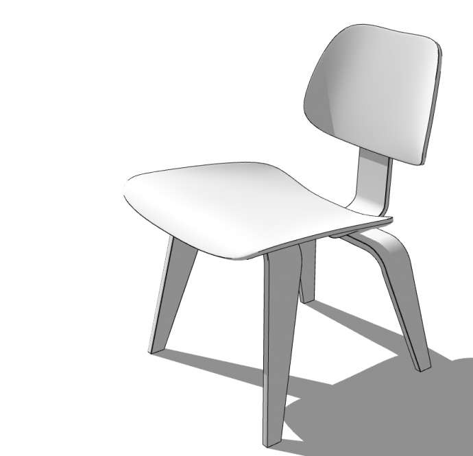 一把白色的简洁的椅子su模型_图1