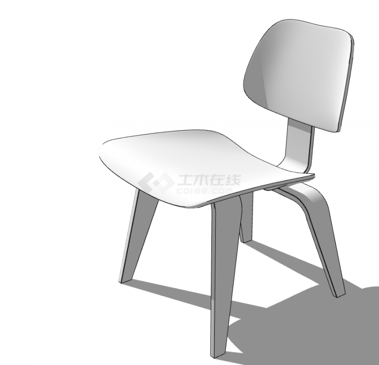 一把白色的简洁的椅子su模型-图一