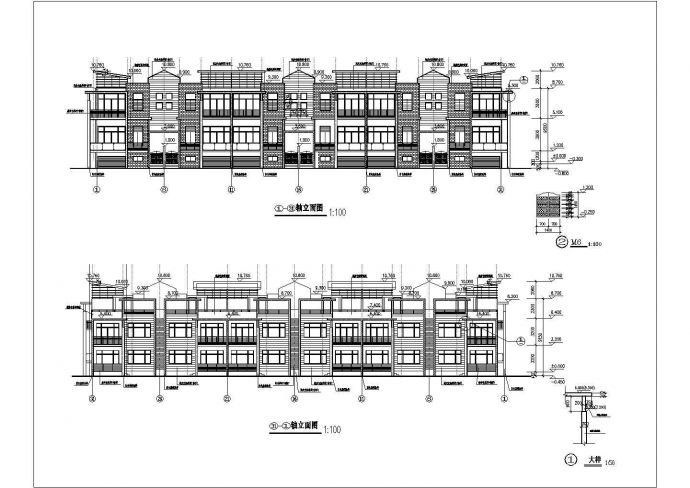 某三层联排别墅建筑设计施工图（49mx19m）_图1