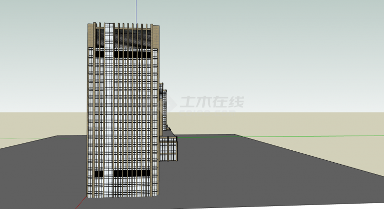 现代办公楼楼群su模型-图二