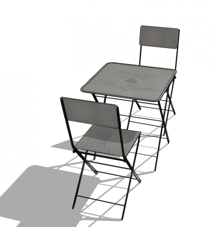 一张灰色的桌子带有两把椅子su模型_图1