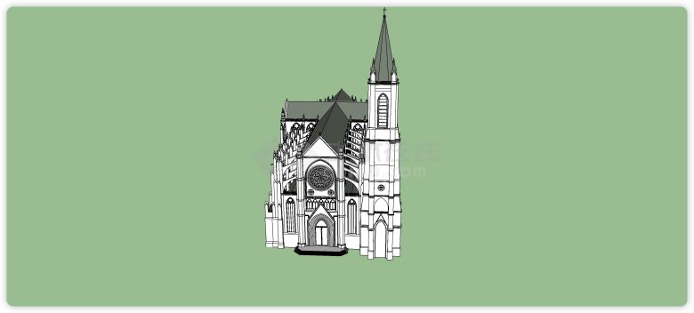 哥德式建筑教堂su模型-图二