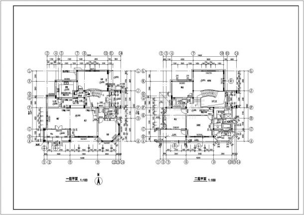 某二层别墅建筑设计施工图（15mx14m）-图二